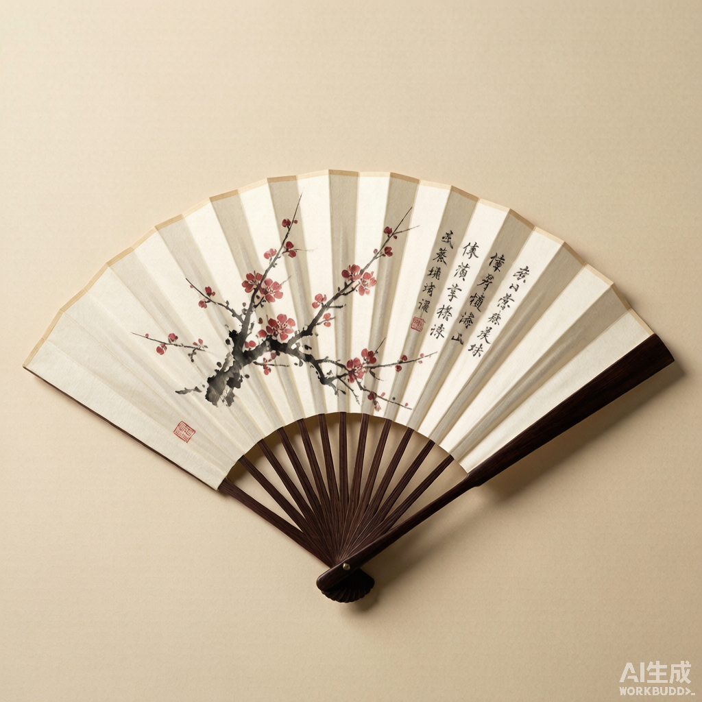 国风折扇·墨梅题诗